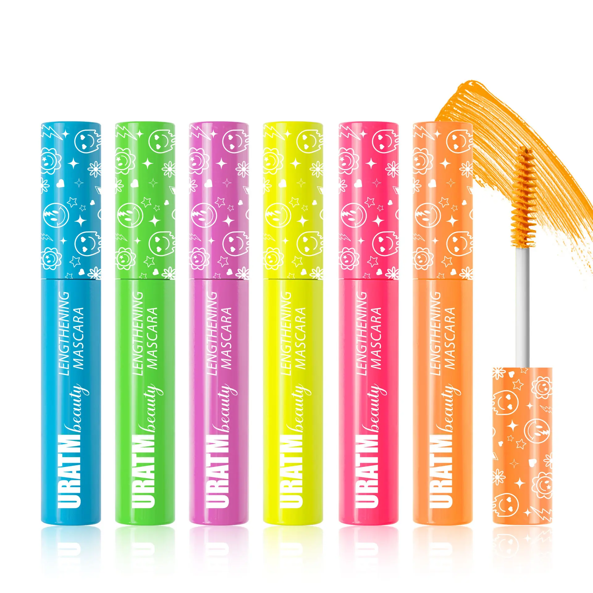 Dopamine Bright Color Mascara Waterproof Long Lasting Volumizing Lash Mascara Neon Rainbow Shades Cosplay Party Eye Makeup for Women