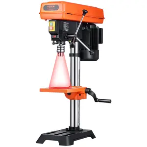 VEVOR 10 in Benchtop Drill Press, 6.2A Induction Motor, Tabletop Drilling Machine with 650/ 1050/ 1800/ 2350/ 3100 RPM Adjustable Speed, 0-45 Tilting Worktable, LED Work Light, for Wood Metal