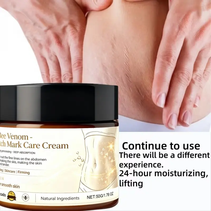 Tighten & Smooth Stretch Mark Cream, Bee Venom with Avocado, Natural Ingredients, 24h Soft Skin, Firming Care, 50g