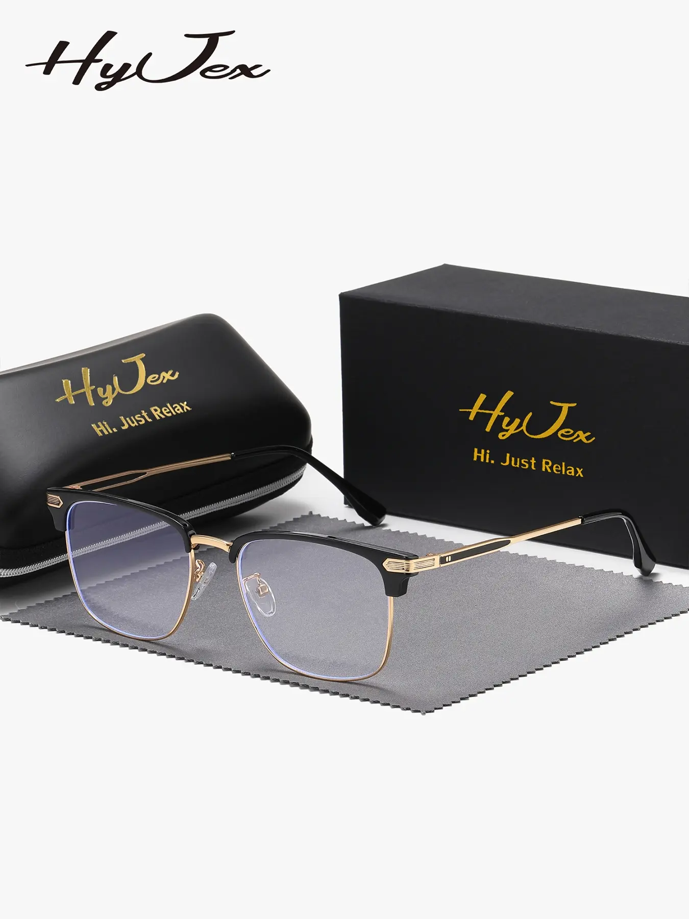 HyJex 1 Piece Unisex Premium Craftsmanship Square Frame Plano Glasses Enhance One's Temperament Full Frame Plano Glasses Square Fashion Glasses