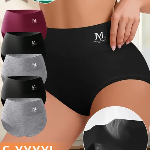 Morelect Women's 5-Pack Mid-Rise Cotton Briefs, Soft Breathable Seamless Underwear