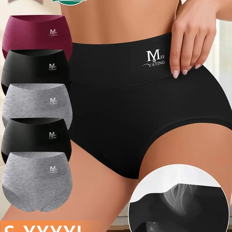 Morelect Women's 5-Pack Mid-Rise Cotton Briefs, Soft Breathable Seamless Underwear