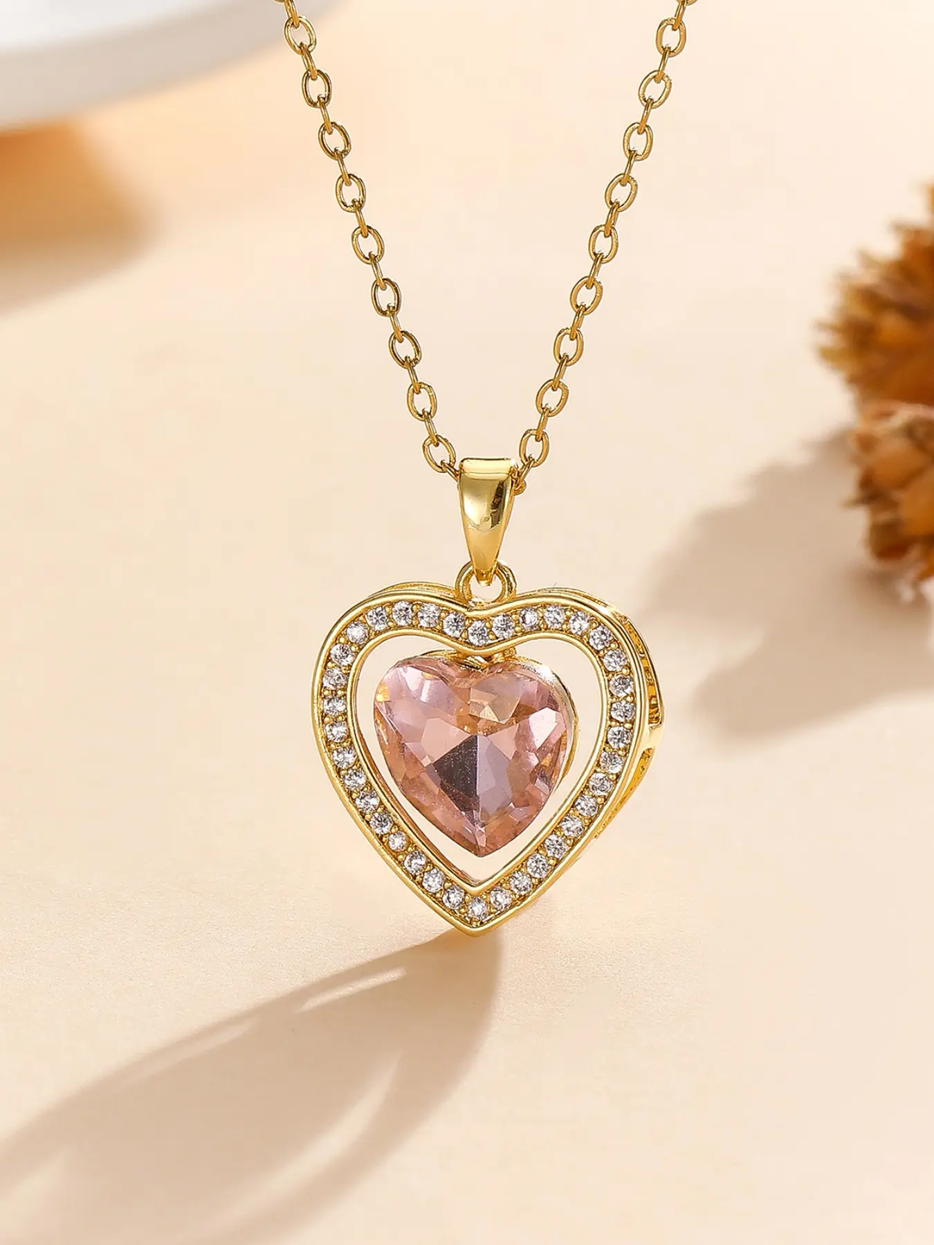 Stainless Steel Link Chain Necklace for Women Zinc Alloy Sparkly Rhinestone Heart Pendant Necklace Romantic Crystal Adjustable Extension Princess Chain Coquette Y2K Aesthetic Statement Jewelry Anniversary Gift for Her