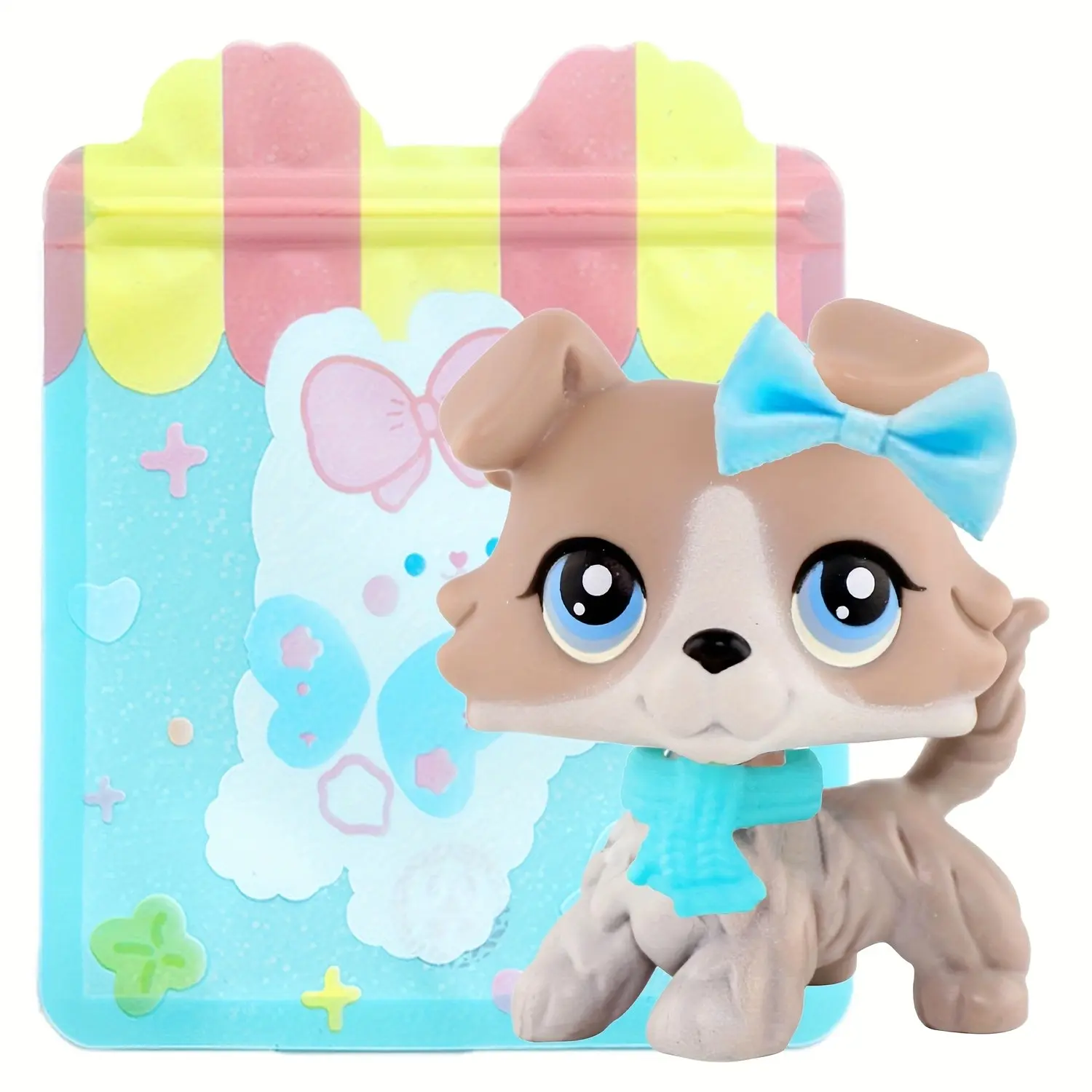 Lps Collie Collectible Dolls, Cute Doll, Blue Different Eyes, Mini Pet Shop Rare Figure with Accessories, Birthday Christmas Halloween Gift