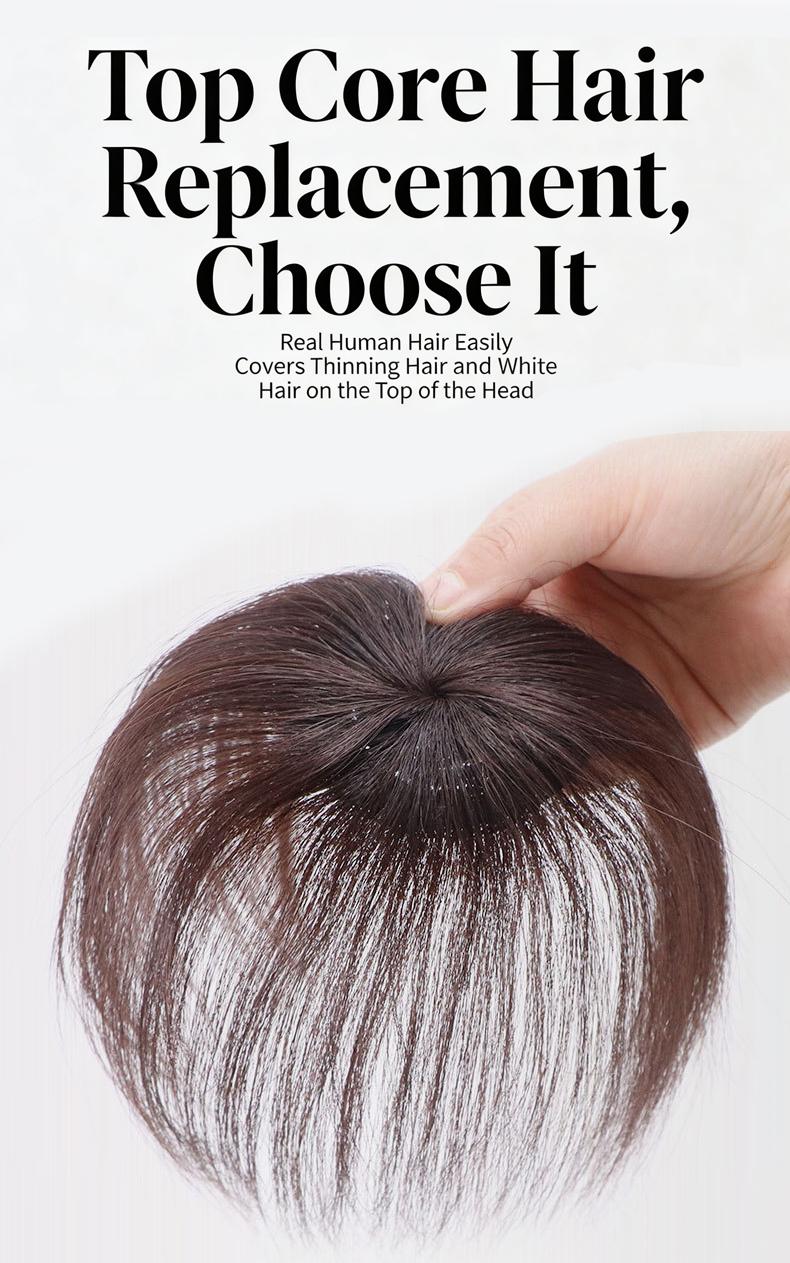 Real Hair Mini Top Core Hair Patch Real Human Hair Women Top Hairpiece Cover Gray Hair Wig Hair Patch light beige tone