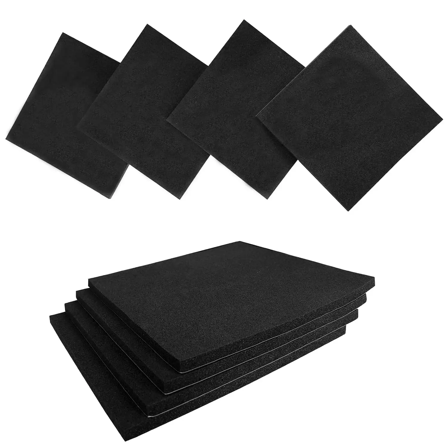 8 count Black Adhesive  Pads Closed Cell  Sheets 1/8" Thick X 4" X 4" | Neoprene Rubber  Padding Self Stick Anti-Slip Anti-Vibration Pad for Protection (4 X 4 X 1/8 inches, 8 count)