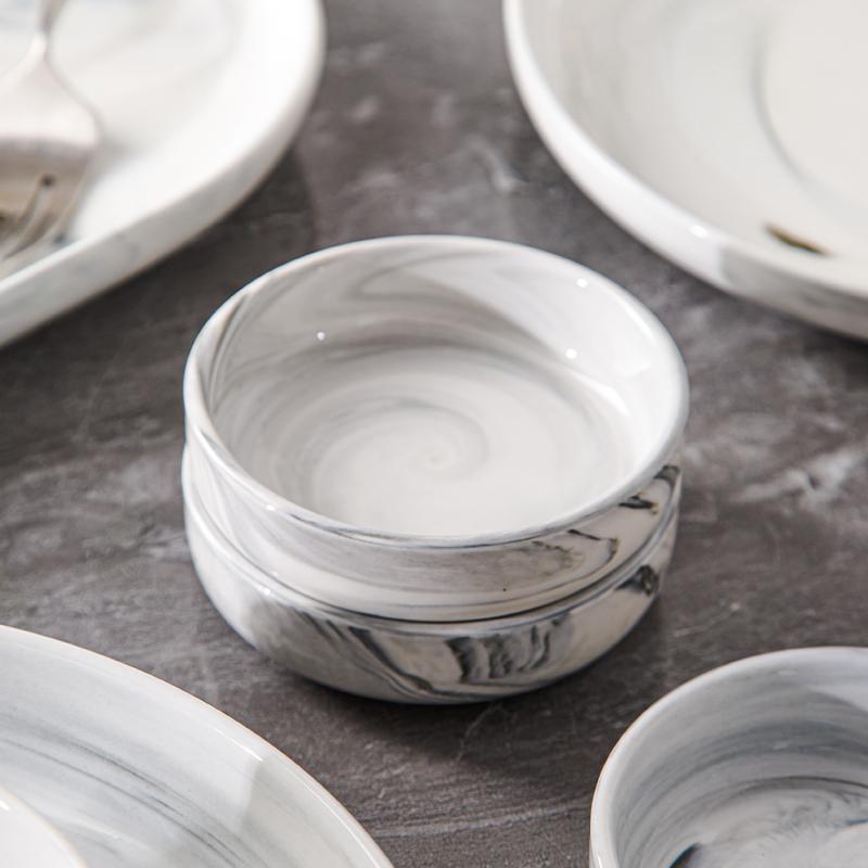 Marble Pattern Ceramic Tableware Set, Modern Style Cutlery Set, Simple and High-end Tableware Set, Ceramic Dinnerware Set for Home Kitchen Dining Room