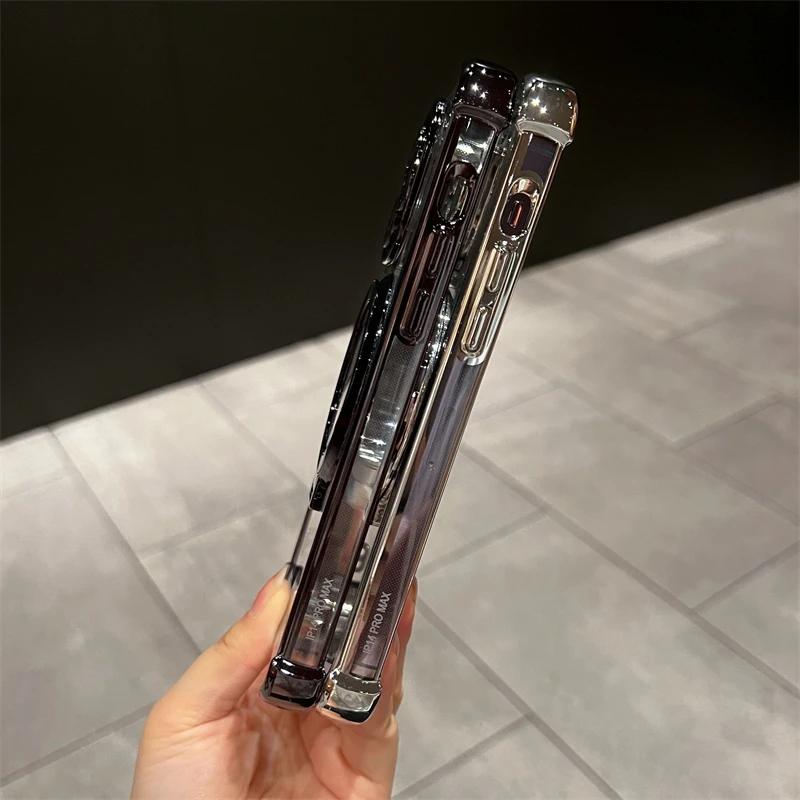 Wireless Charging Magsafe Ring Bracket Case For iPhone 11 12 13 14 15 16 ProMax Plus X XR XS Transparent Magnetic Bumper Cover