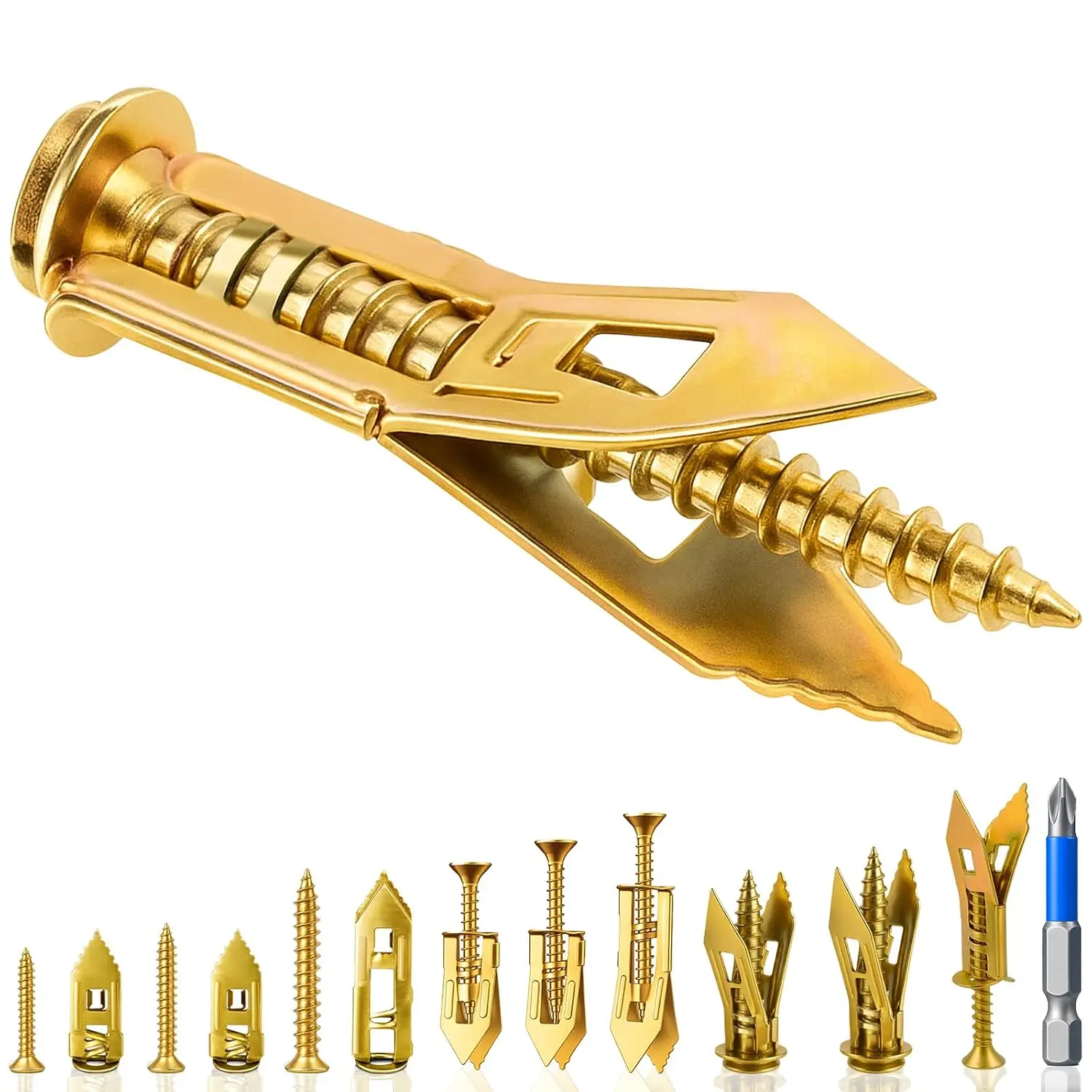 81 count Heavy Duty Self Drilling Drywall Anchor Kit (3 Sizes) - Holds 100LBS+ [2025 Upgraded] Metal Wall Anchors with Screws for TV Mounting, Cabinets, Shelves - No Drill Required