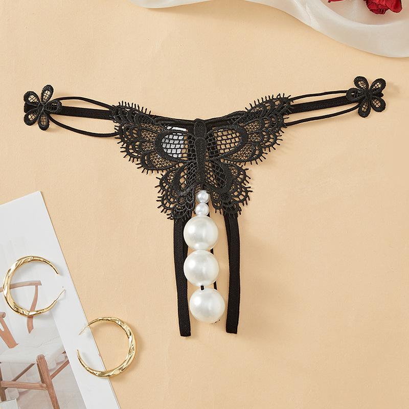 Plus Size Thong Sexy Underwear Women's Extra Large Pearl Massage Crotch-Free European and American Style T-Pants