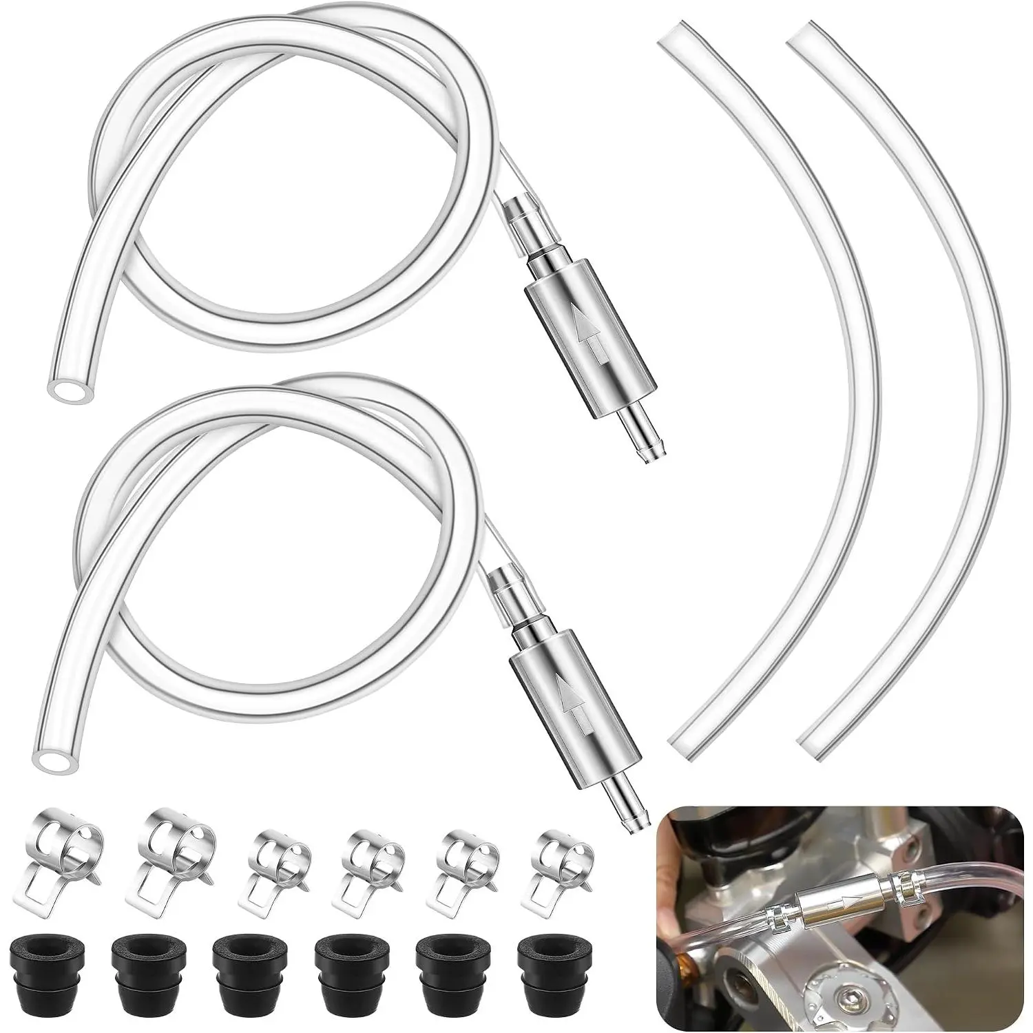 2 Pack  Bleeder Hose,  Way Check Valve  Bleeder |  Way Check Valve Tube Bleeding Tools with Nozzle Cap & Clamp for Hydraulic System Bleeding,  Clutch Fluid