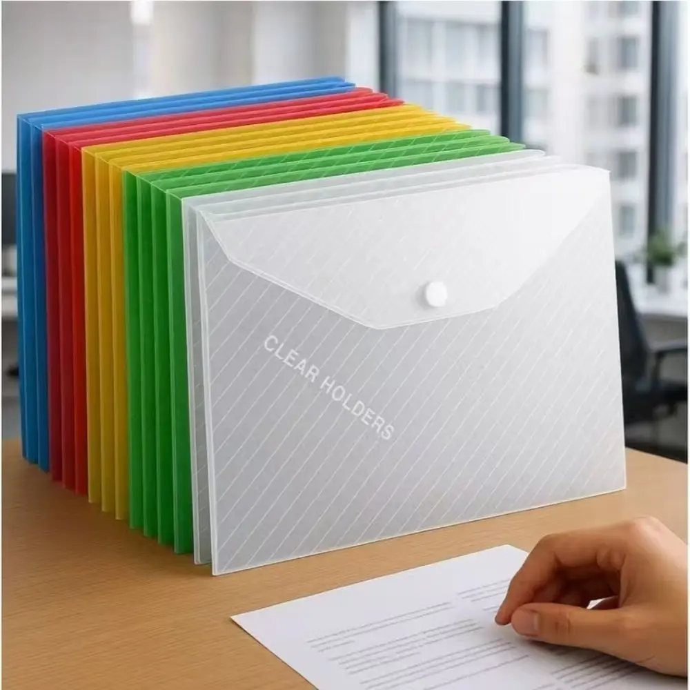 5-Pack Classic/Modern Folding Type Transparent PP Plastic Large-Capacity Foldable Folders, Office Filing Supplies for Business Professionals, Test Paper & Material Organizer