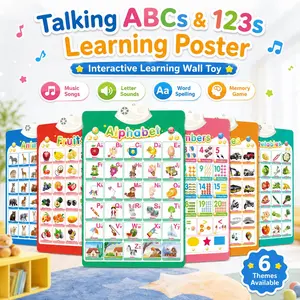 Talking English Learning Poster for Toddlers, Interactive Educational Wall Chart with Multiple Theme Options for Preschool & Kindergarten Prep, Batteries Not Included