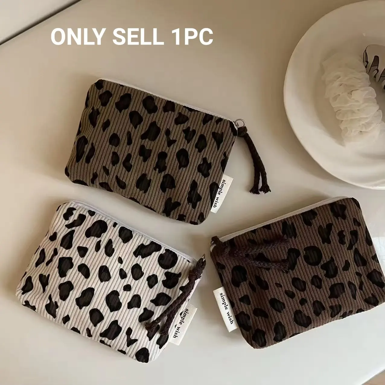 Vintage Leopard Print Coin Purse, Zipper Wristlet Purse, Purse Pouches, Cosmetic Lipstick and Makeup Brush Storage Bag, Stationery Storage Bag, Also Capable of Holding Earphones, Hairpins, and Loose Change, Suitable for Multiple Scenarios