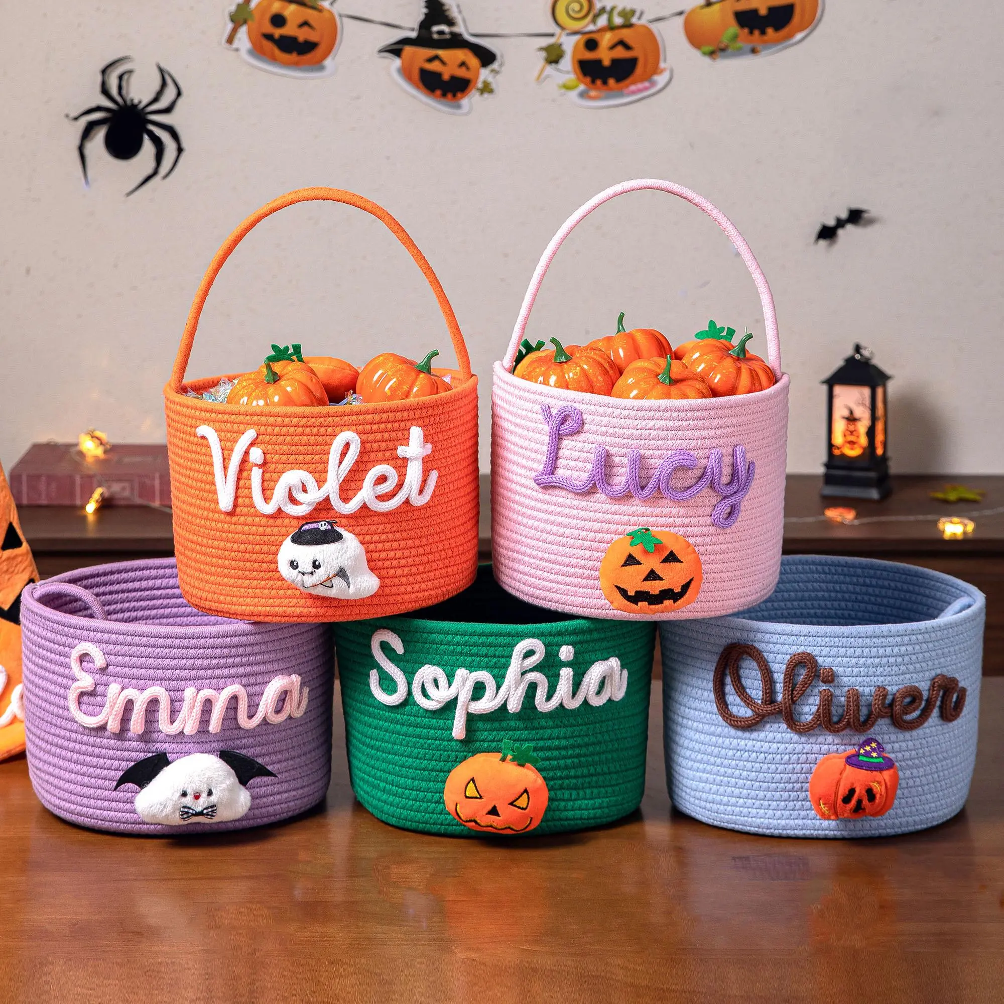 AS1026 Halloween  Baskets Personalized Customized Names Halloween Elements Accessories Portable Baskets
