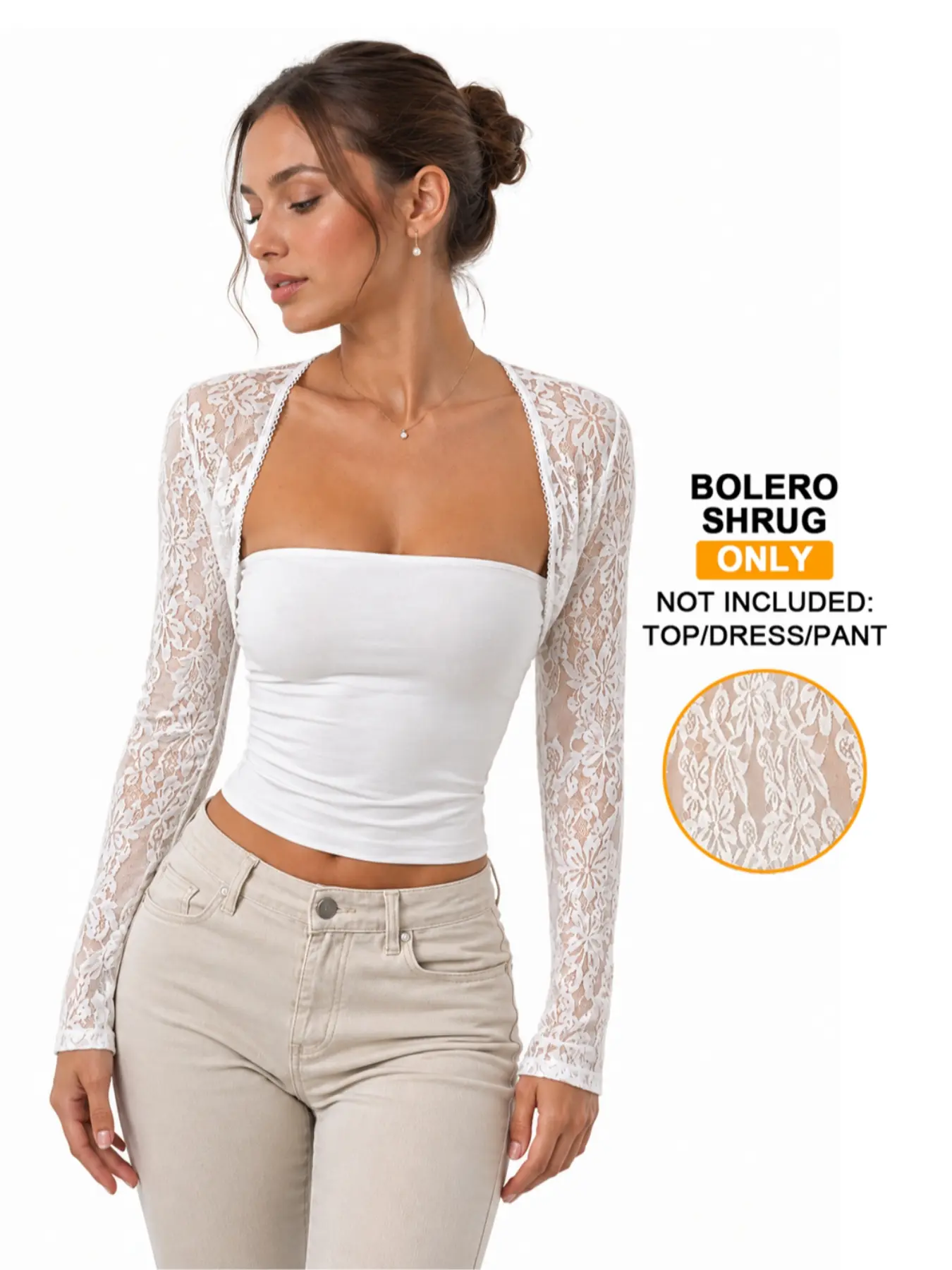Women's Versatile Lace Bolero Shrug, Long Sleeves Cropped Cardigan of Casual Y2K fashion, Going Out and Dating Outfits during Summer Vacation and Party, fit for Tanktop, Tube and Camis