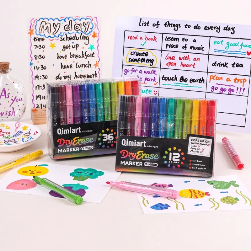 Languo Dry Erase Markers, 12/36 Colors Magnetic Whiteboard Markers with Fine Point Tips for Whiteboards, Dry Erase Boards, Mirrors, Office, School and Home
