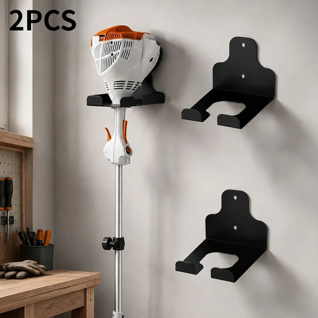 2-Piece Heavy-Duty Garden Equipment Wall Mount Stand for Weeders, Lawn Mowers, Hedge Trimmers, and Garage Storage Racks