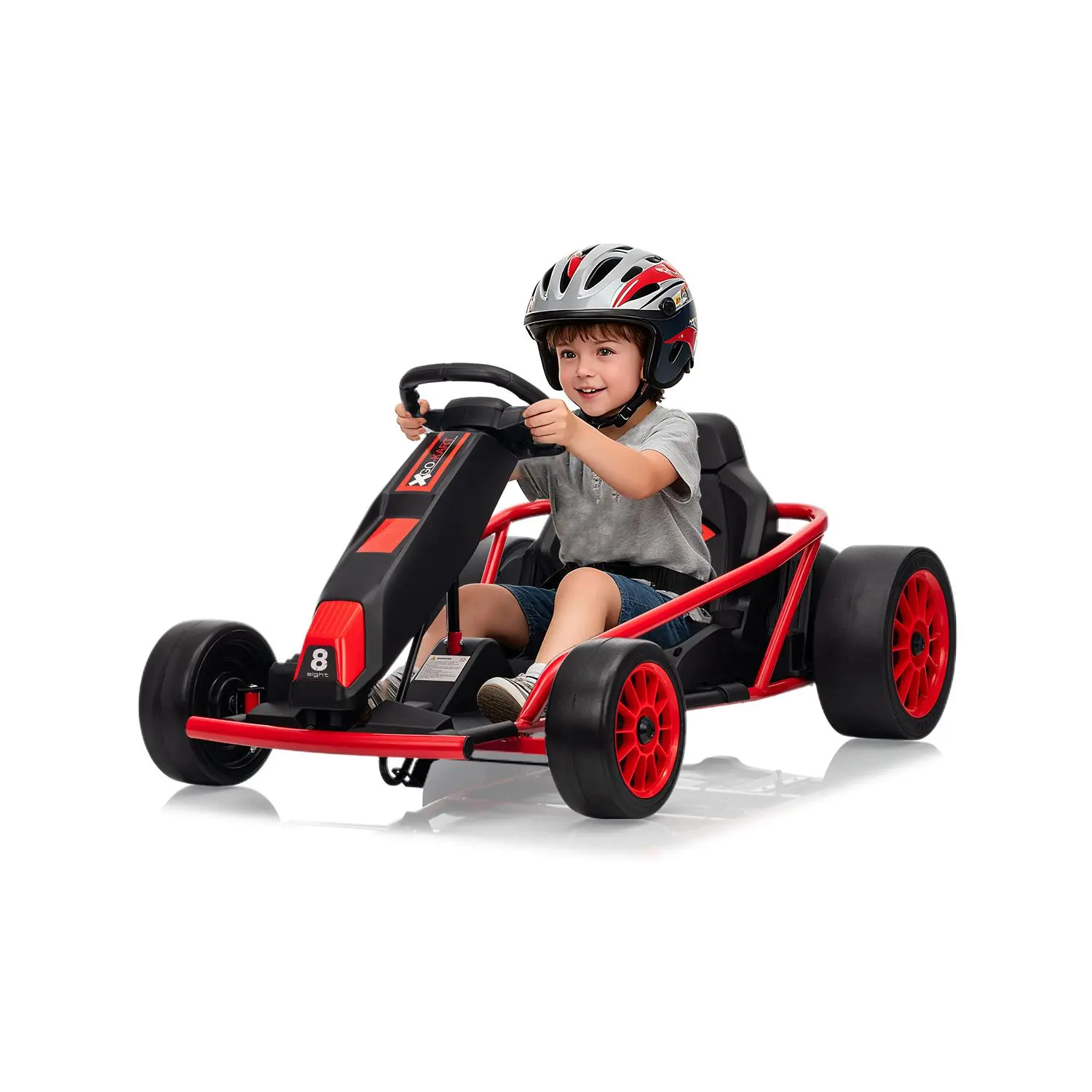 High-Speed Drifting Electric Go Kart for Kids & Teens 8+ – 24V 2x300W Motors – 8MPH – Drifting Circling Ride On – Full Metal Frame – XL Seat – 9Ah Battery – Slow Start – Horn – Music – Max 155Lbs – Four Wheeler