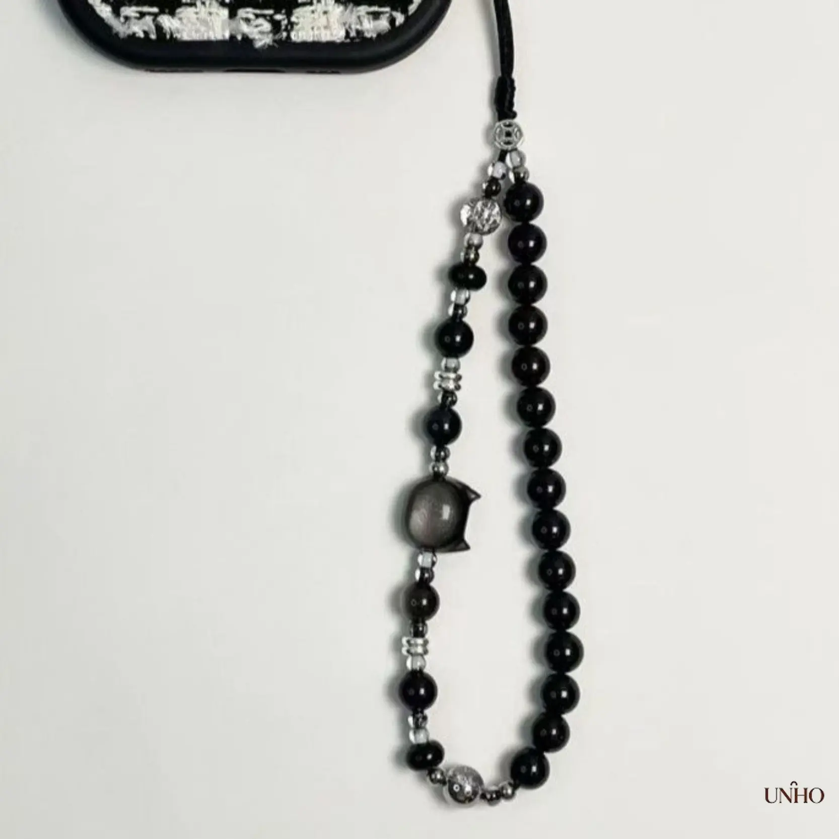 Dark Style Black Cat Wrist Mobile Phone Lanyard, Classy Trendy Hanging Chain Pendant Fashion Camera Decor Accessories