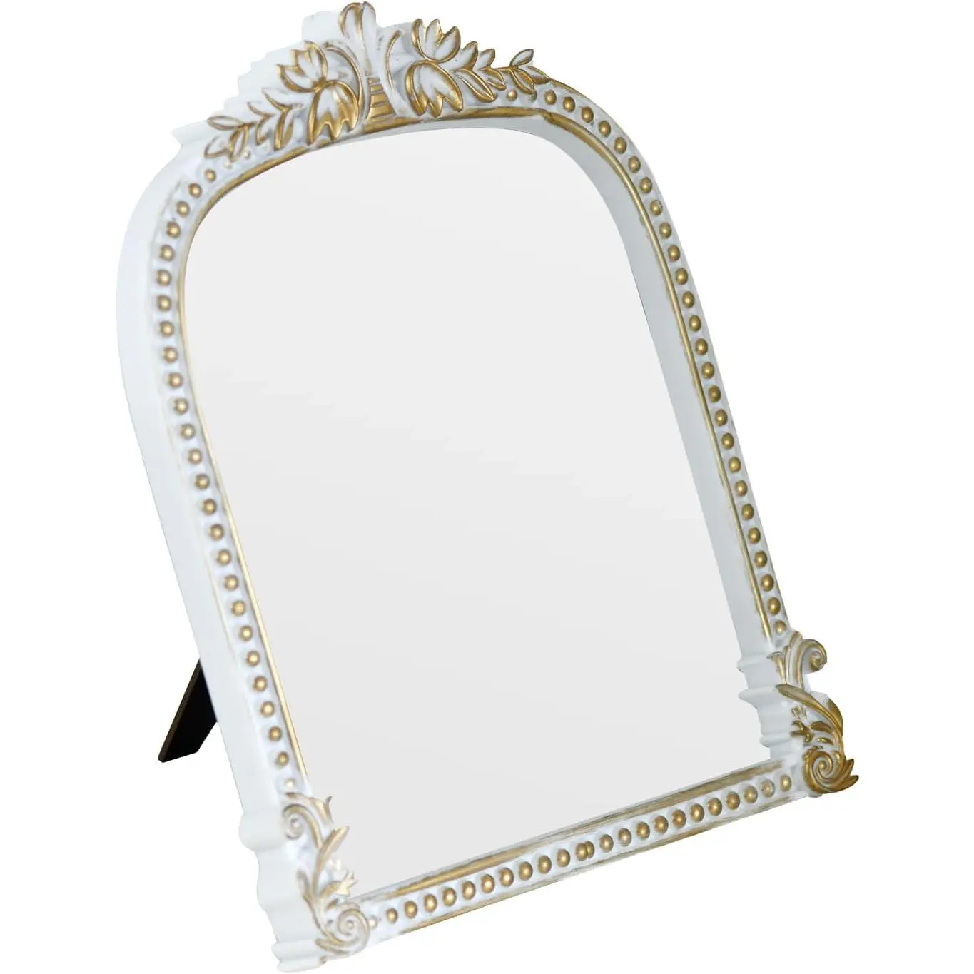 Antique White Plastic Arched Makeup Mirror, Standing,  or Wall Mount, Bathroom, Living Room, Bedroom White and  Decorative Mirror (10.6 x 8.6 inch)