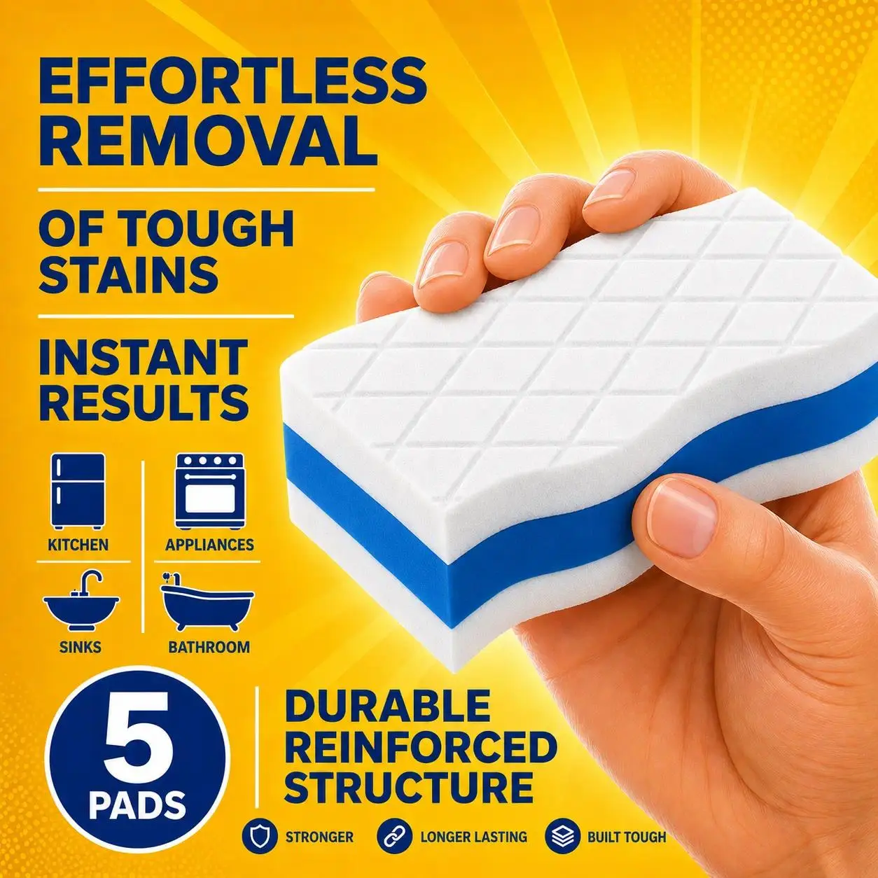 【DealsForYouDays】10 pads Magic Eraser Sponge Pack - Extra Durable Dual Sided Square Scrubbing Pad, All-Purpose Sponges Scrubbers for Wall, Kitchen Household Cleaning, Home Care Supplies Scouring Pad, Scrubber Sponge