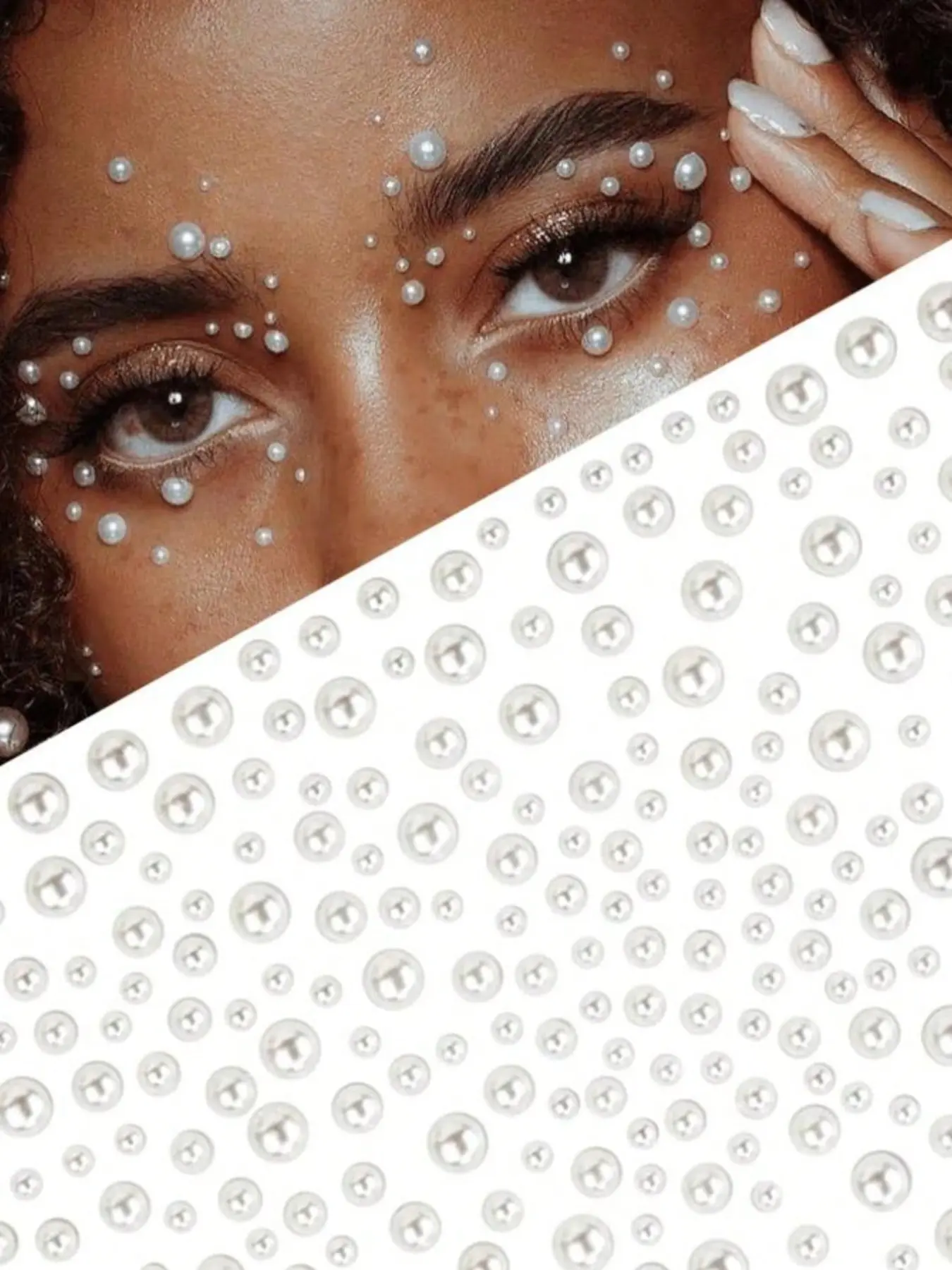 2pcs Pearl Aesthetic Makeup Sticker Set, Self-Adhesive Face and Eye Decor Gems, Festival Ready, Perfect for Festival, Party, and Concert Looks
