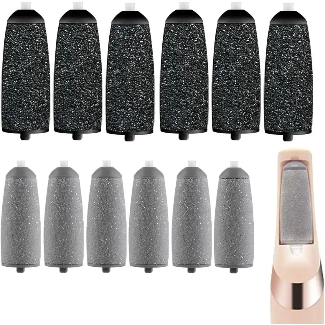 ‌Bodeo 12 Pedi Rollers | 6 Extra Coarse + 6 Regular Coarse | Fit Finishing Touch Flawless Pedi