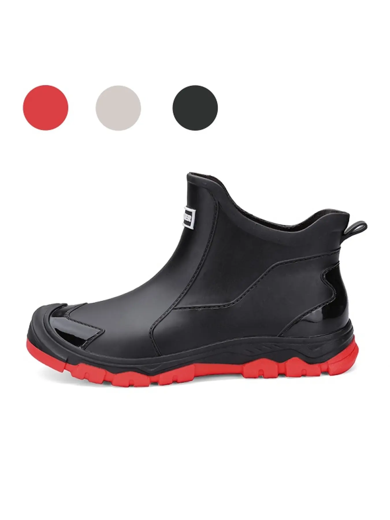 Waterproof Rain Boots, Slip-On Design, Above Ankle Height, Rubber Upper & Sole, Sporty Style, Waterproof Outdoor Footwear, All-Season Sneakers for Work & Daily Use