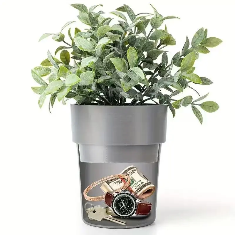 Soarhover Secret Stash Key Hider with Remote Control, Multi-Compartment Plant Pot Safe, Durable Discreet Design Storage for Home & Office