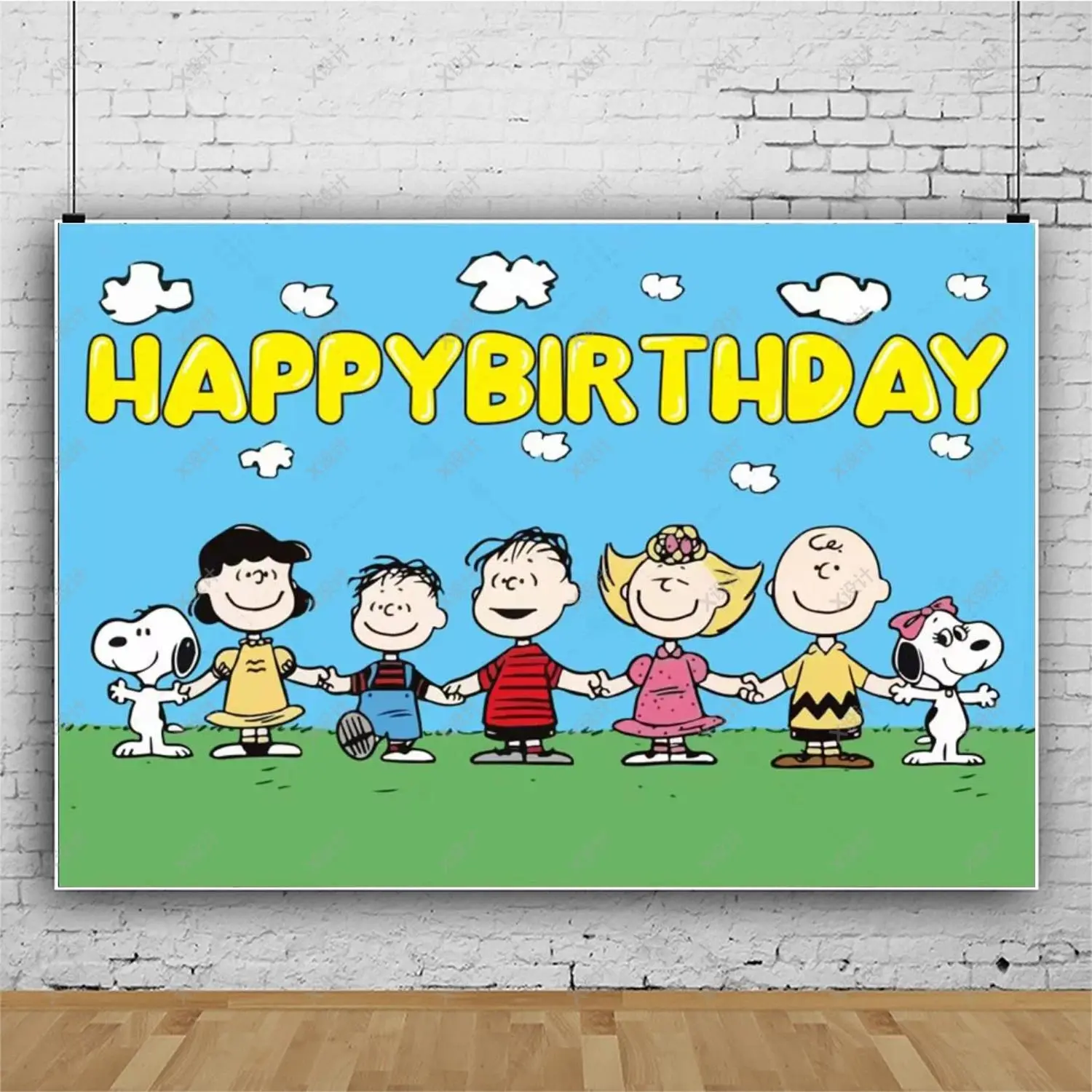 Cartoon Snoopy Dog Birthday Backdrop Party Background Cloth, Cute Puppy Tapestry Wall Hanging Photography Background Premium Polyester Fabric, Baby Shower Decor, Birthday Celebration Setup, Photo Studio Prop, Party Background Decoration