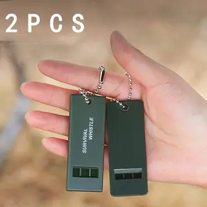 2-Pack Tri-Band Outdoor Sports Survival Whistle Lifeguard Whistle Emergency Whistle Student Training Whistle Referee Whistle Travel Hiking Survival Whistle High-Pitched High-Frequency Earthquake Relief Whistle