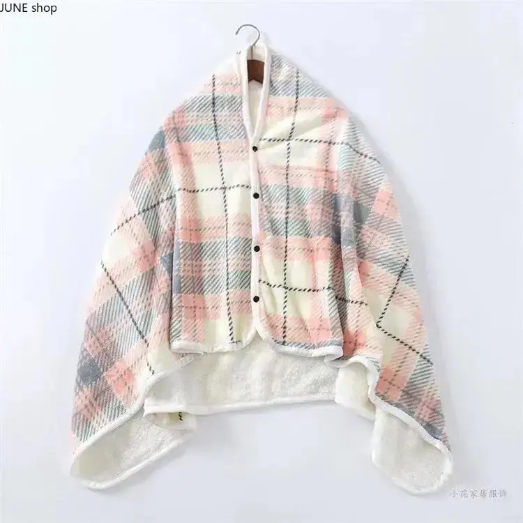 Polyester Wearable Polar Fleece Throw Blanket - Sleeveless Plush Cape with Snap Buttons, Ultra-Soft Cold-Weather Body Warmer for Home Relaxation