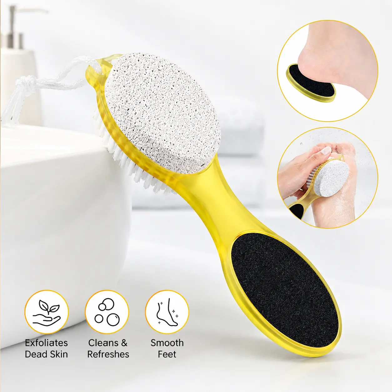 Foot File Scrubber Tool, 4 in 1 Foot Brush, Dead Skin Remover Callus Exfoliating Pedicure Board, Home Use Foot Care Accessory, Foot Care Product-YY1