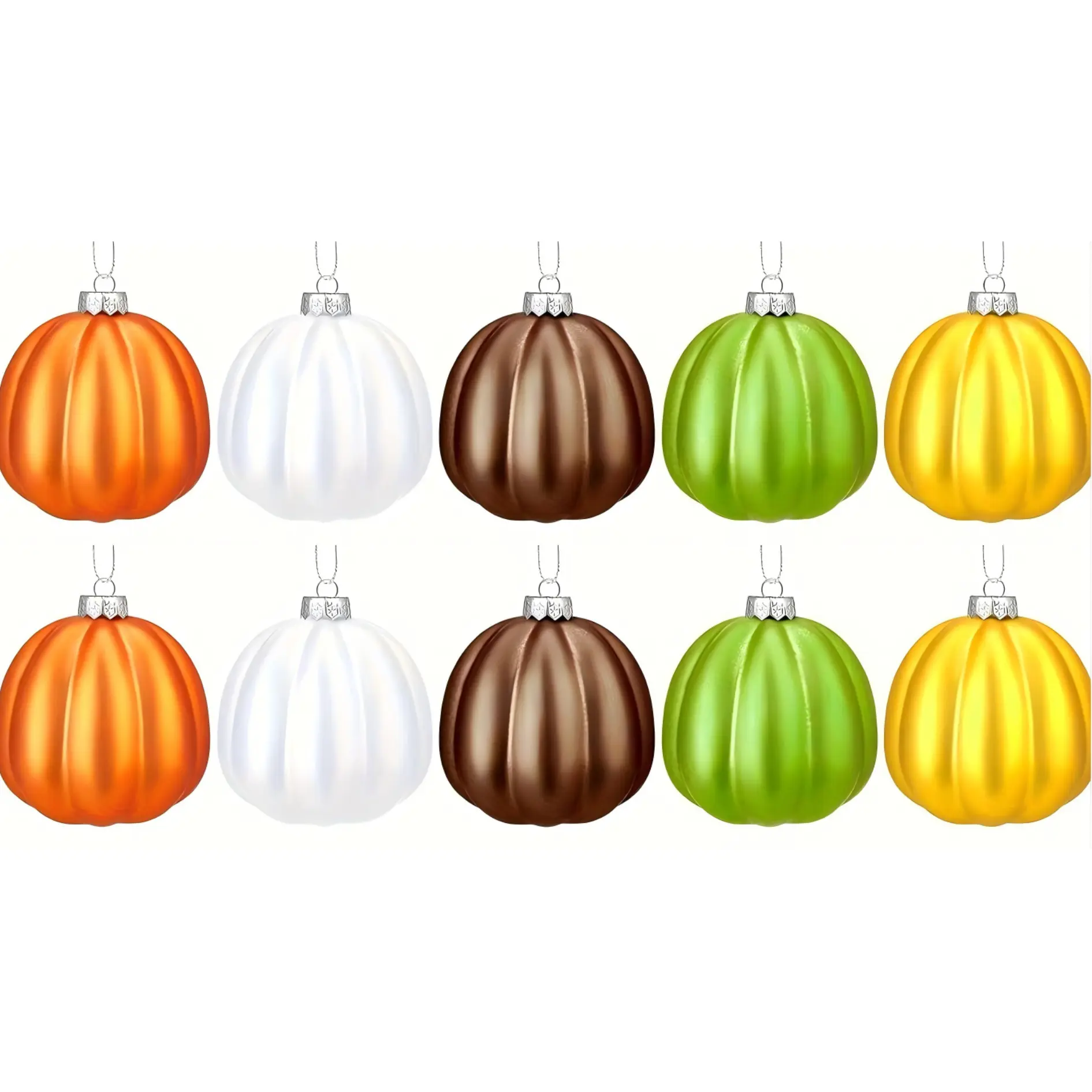10pcs Set Multicolor Pumpkin Hanging Ornaments, Reusable Fall & Year-Round Decor, Farmhouse Style Pumpkin Balls for Home, Party, Tree & Tabletop Decor
