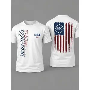 USA 50th Anniversary T-Shirt 1776-2026 - Celebrate 250 Years of American Heritage with a Comfortable 180G Unisex Black T-shirt with Flag Design (stars and Stripes), Suitable for Both Men and Women, Perfect for Any Occasion