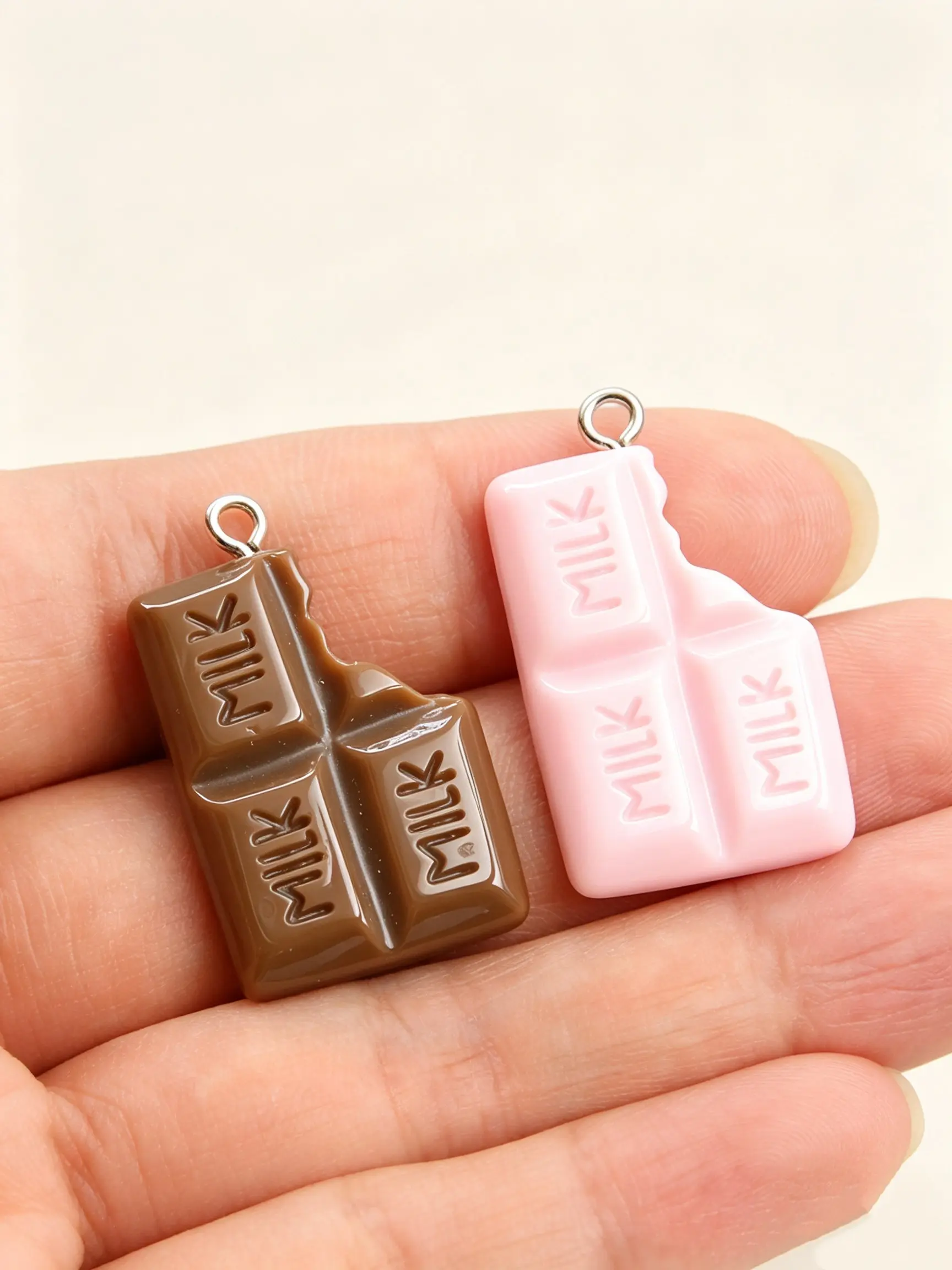 10pcs Bitten Chocolate Bar Resin Charms, Mini Simulation Food Pendants, DIY Jewelry Making, Keychain Accessories, Craft Supplies