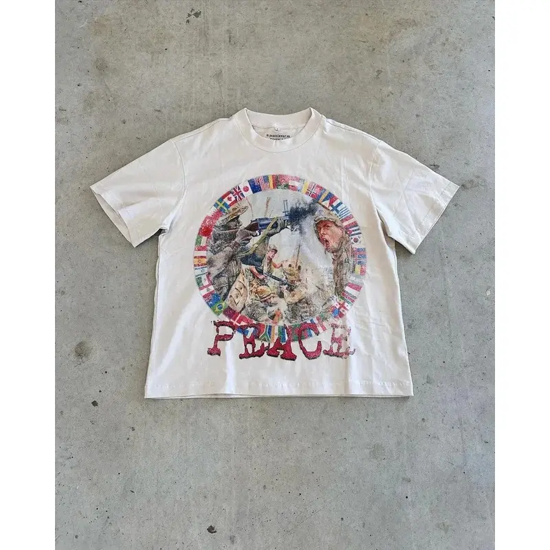 Harajuku Peaceinwar Graphic Oversized Cotton T-Shirt, Gothic Retro American Y2K Streetwear Couple Tees, Pro Choice Casual Tops For Men Women
