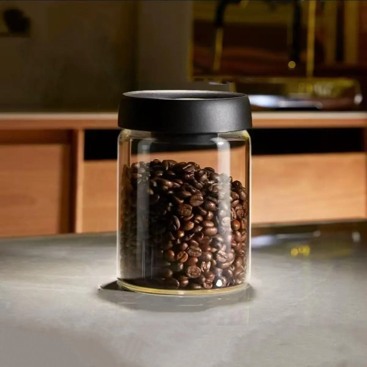 Coffee Bean Storage Jar, 1 Box Glass Vacuum Sealed Storage Container with Lid, Airtight Container, Waterproof Coffee Bean Storage Jar for Home Kitchen, Utensils