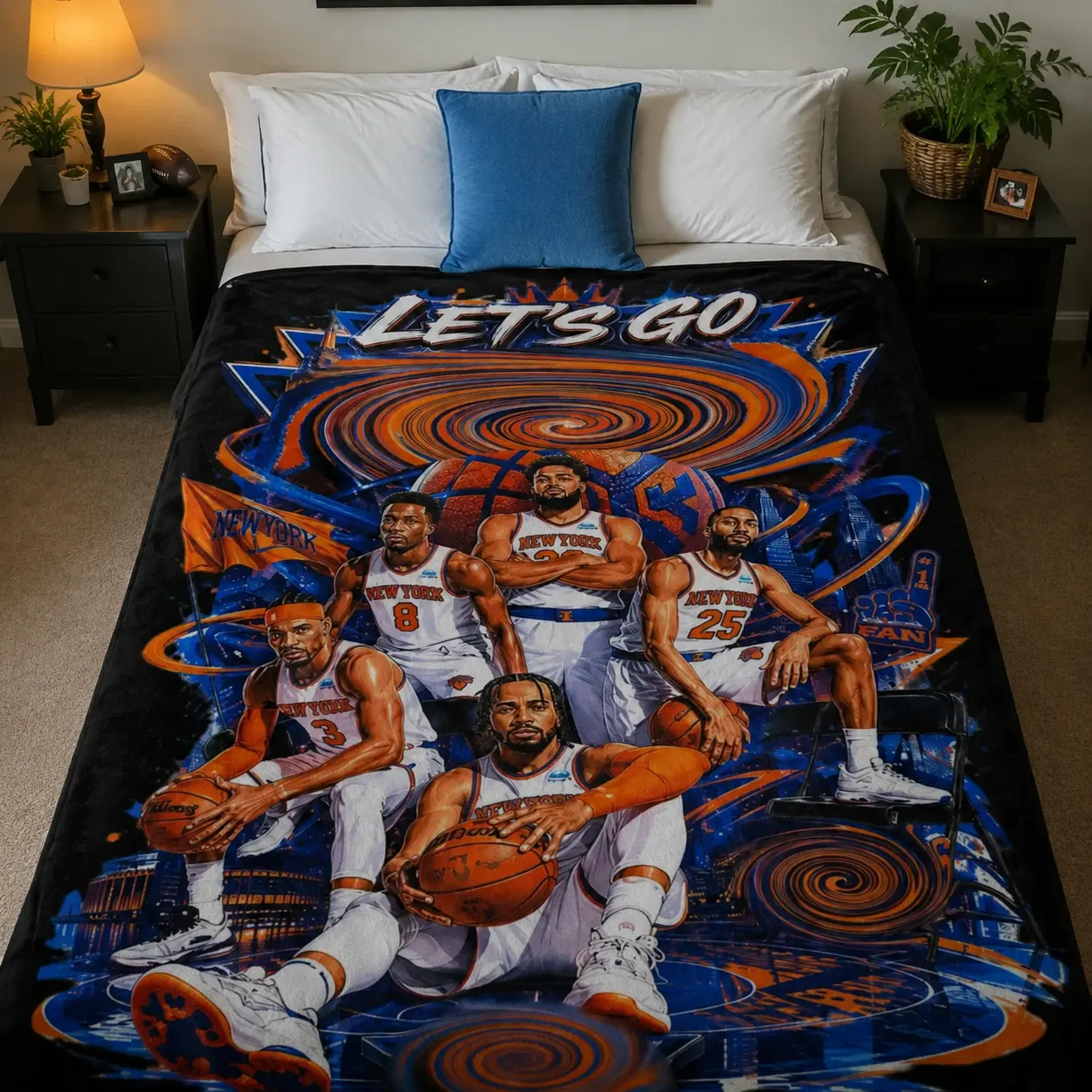 Let's Go Urban Basketball Team Star Players Graphic Flannel Throw Blanket, Ultra Soft Warm All Season Cozy Blanket for Sports Fans Sofa Couch Bedroom Man Cave, Basketball Fan Gift for Birthday Christmas Father’s Day Halloween Game Day