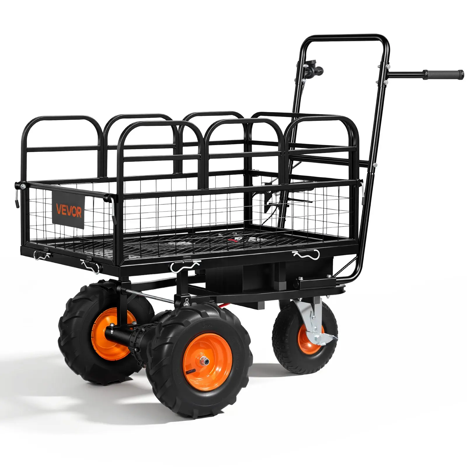 VEVOR Electric Utility Cart, 36V 432Wh Battery Powered Electric Wagon, 500W Power Wheelbarrow with Brake, 500 lbs Load Heavy Duty Steel Garden Cart for Farm and Yard All Purpose Modular Cargo Bed