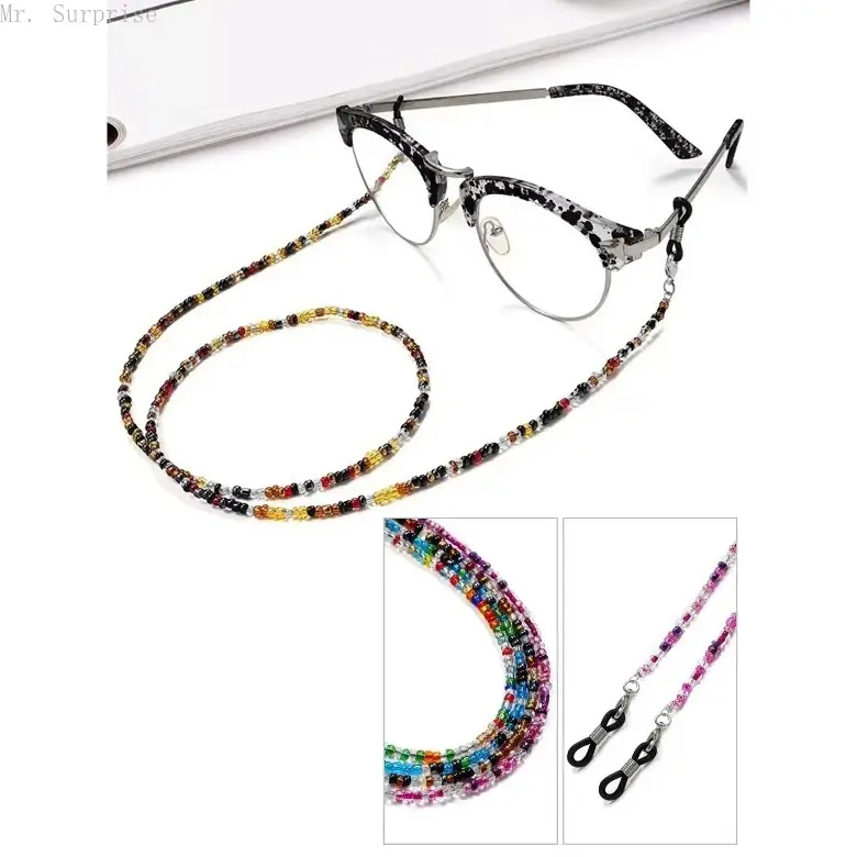 3-Pack Cute Beaded Glasses Chains for Women, Colorful Eyewear Retainer Lanyard with Plain Beads, Lightweight Fashion Accessory for Beach Use