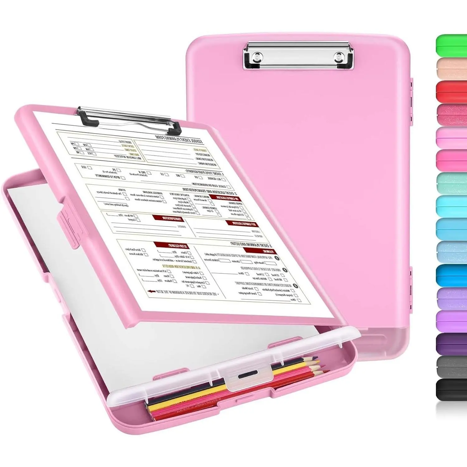 Clipboard with Storage and Pen Holder, 8.5 x 11, Plastic Organization Case for Letter Legal A4 Paper, Low Profile Clip, Nurses Teachers Must Haves, School & Office SuppliesGift