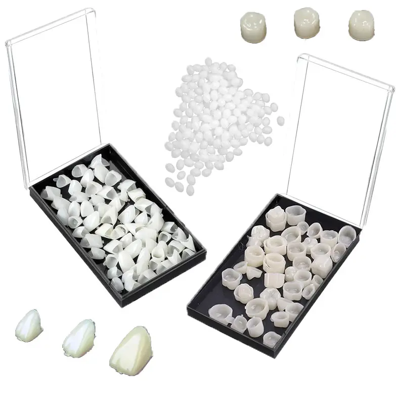 120 PCS Fake Tooth Cap Crown Veneers Kit, Front Anterior Teeth & Back Molar Posterior Teeth with Thermal Beads Filler, Temporary Artificial Teeth Caps, Professional Dental Prosthesis for Dental Teaching, Oral Care DIY & Beauty Decoration