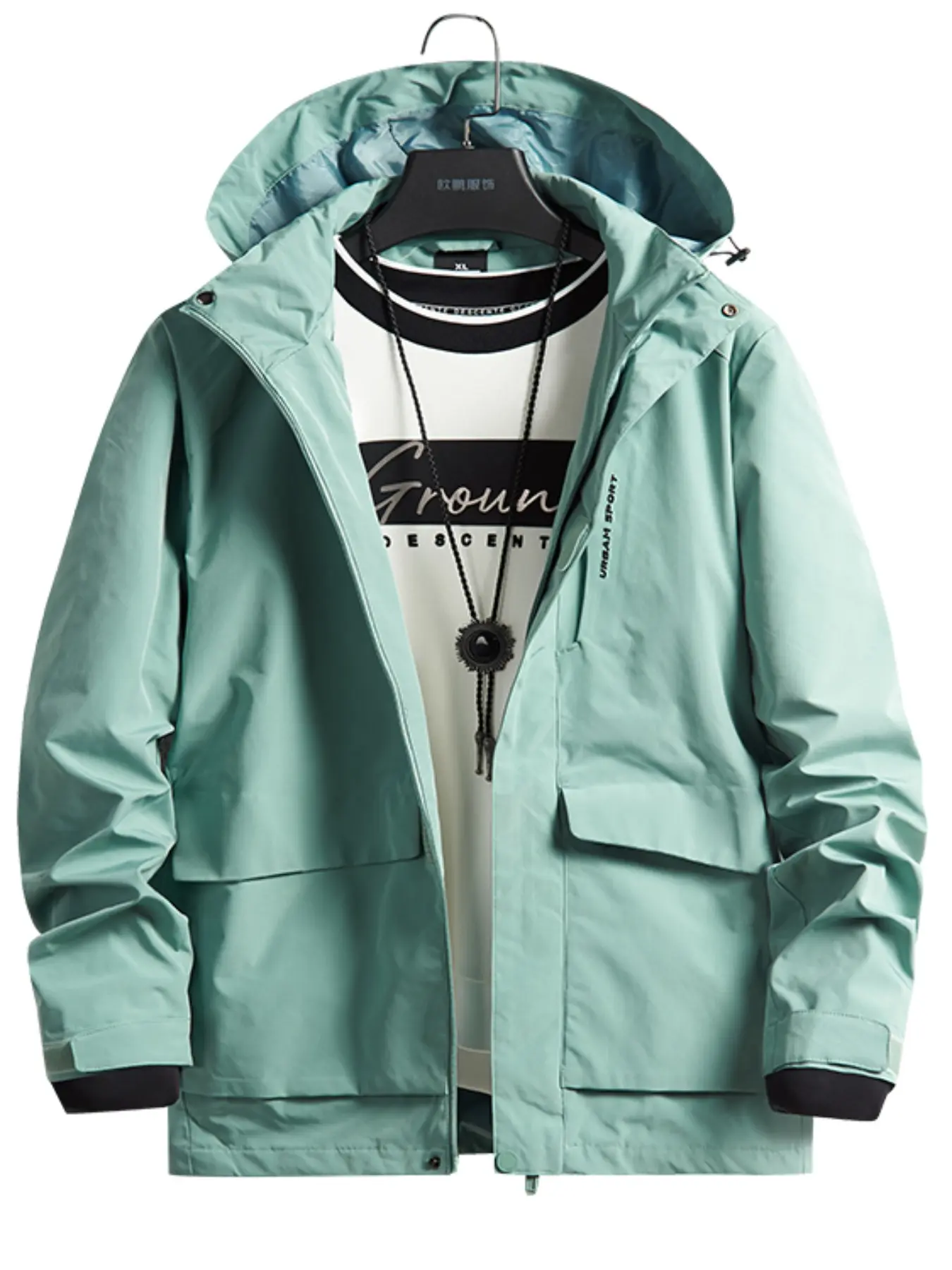 Men's Casual Hooded Jacket, Windproof Waterproof Durable, Ideal for Daily Commute Outdoor Work Travel Hiking Climbing, Spring & Fall Outerwear