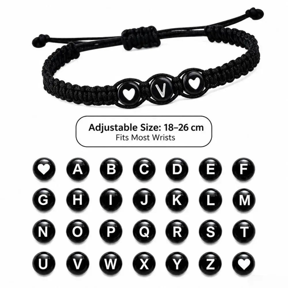 Dainty Adjustable A-Z Initial Braided Bracelet for Women and Men - Personalized Alphabet Charm with Heart Pendant, Handcrafted Woven Friendship Wrist Jewelry, Unique Matching Accessory, Perfect for Best Friend Gifts, Daily Wear & Birthday