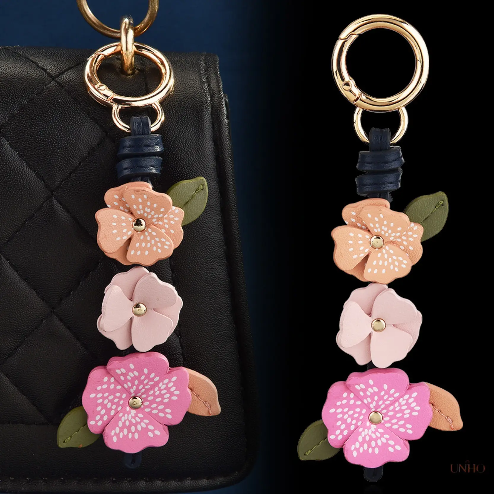 Women's Leather Crafted 3D Layered Bloom Keychain Charm, Handmade Stereo Flower Bag Accessory, Fashion Personalized Decor for Backpacks-Handbags-Car Keys, Romantic Look Daily Carry Ornament, Affordable Small Cross-Border Fashion Jewelry Gift