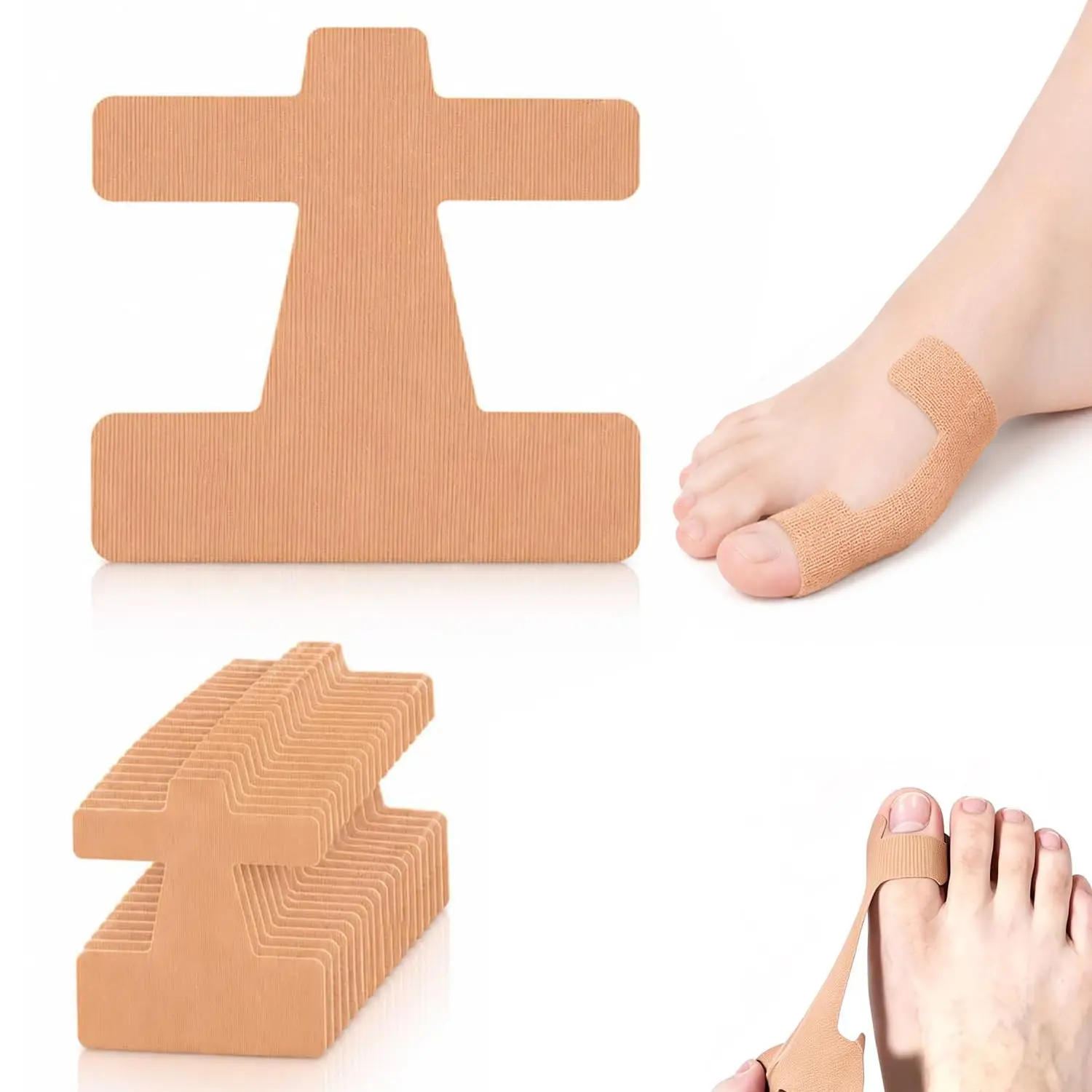 40 Pcs Pre-Cut Bunion Corrector Kinesiology Tape, Elastic Breathable Latex-Free Kinesiology Tape, Self-Adhesive Hallux Valgus Toe Strips, Skin-Friendly Foot Care Support Strips (Skin)