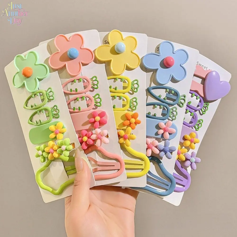6Pcs Cute Cartoon Floral Hair Clips For Little Girls Kids Soft Non Slip Barrettes Pastel Macaron Flower Heart Side Bangs Hair Grips Toddler No Hurt Scalp Broken Hair Finishing Clips Children Daily Travel Party Hair Accessories Set