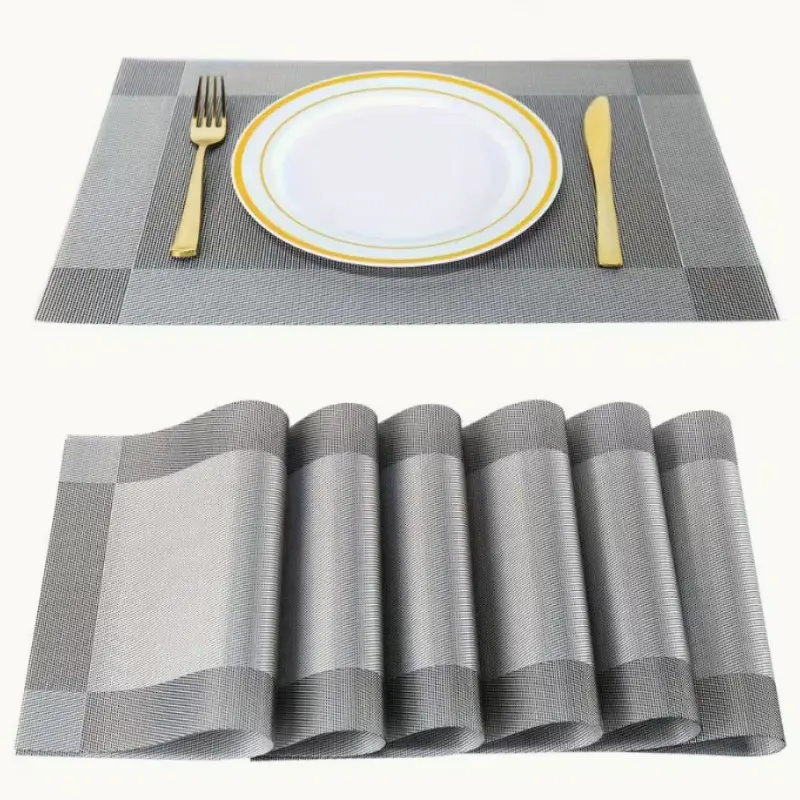 10-piece PVC square placemats, Nordic-style Western dining design, heat-resistant and minimalist, suitable for coffee table mats, household plate pads, table decorations, etc.